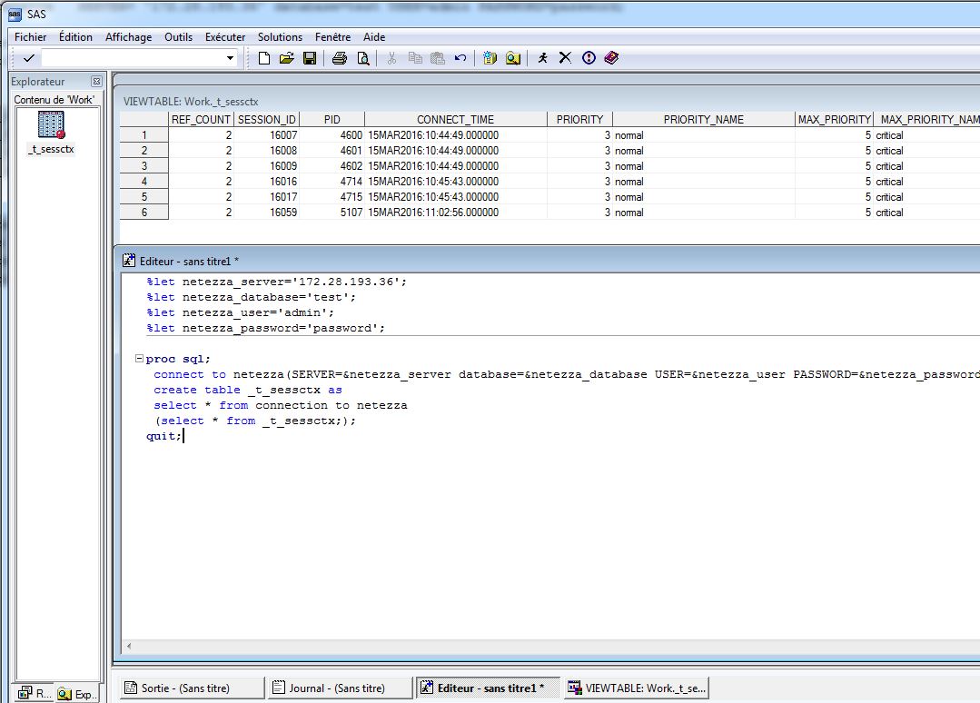 Boîte à outils SAS/ACCESS to Netezza
